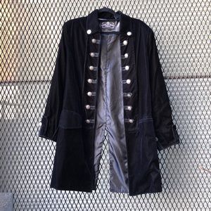 GOTHIC Double Breasted Black Velvet Coat size S